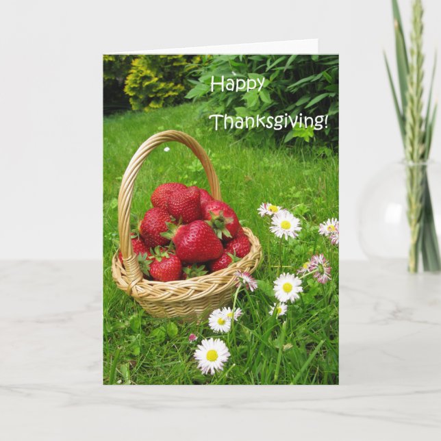 Happy Thanksgiving with Strawberries Card (Front)