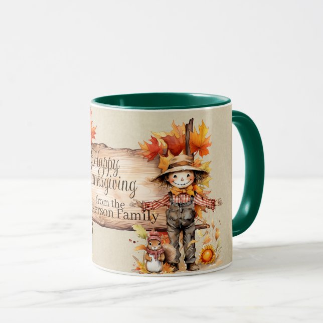 Happy Thanksgiving Wood Sign & Autumn Scene Mug (Front Right)