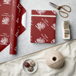 Happy Thanksgiving wrapping paper with turkey bird