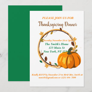 Happy Thanksgiving Wreath Invitation
