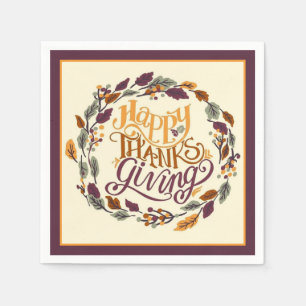 Happy Thanksgiving wreath Napkin