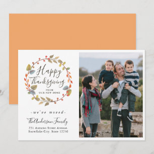 Happy Thanksgiving Wreath Photo Holiday Moving Announcement