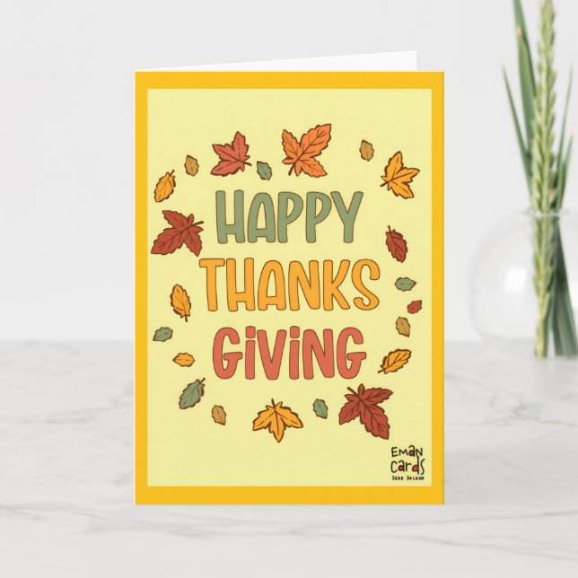 Happy Thanksgiving - Yellow Theme Card (Front)
