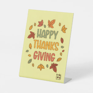 happy Thanksgiving - Yellow Theme Pedestal Sign