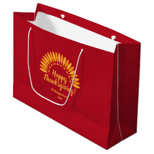 Happy Thanksgiving Yellows Red Add Name & Year Large Gift Bag