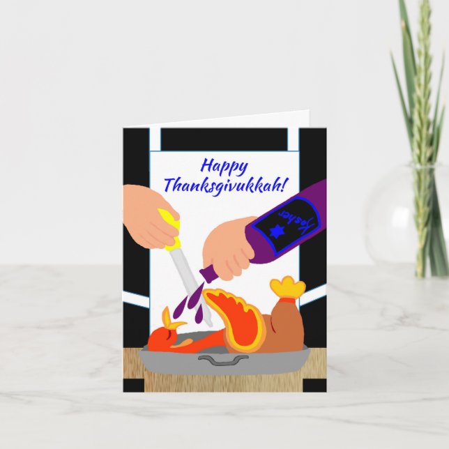 Happy Thanksgivukkah Funny Turkey Invitations (Front)