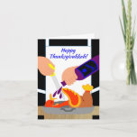 Happy Thanksgivukkah Funny Turkey Invitations<br><div class="desc">A humourous original c.a.teresa illustration greeting card or invitation of a chef marinating an obliging open mouth turkey in roasting pan with kosher wine and a baster! The perfect card to celebrate the combination of Thanksgiving and Hanukkah which will be falling together this year. These colourful festive cards can also...</div>