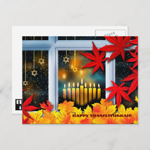 Happy Thanksgivukkah. Hanukkah and Thanksgiving Holiday Postcard