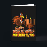 Happy Thanksgivukkah Hanukkah Thanksgiving Cards<br><div class="desc">It's the very funny 'Happy Thanksgivukkah' greeting card. That's right... this year, for the only time in our lives, Hanukkah falls on Thanksgiving! This classic card commemorates this rare occurrence with a funny cartoon turkey lighting the Menorah. A festive orange and brown fall theme includes the words , "Happy Thanksgivukkah",...</div>