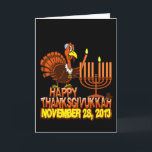 Happy Thanksgivukkah Hanukkah Thanksgiving Cards<br><div class="desc">It's the very funny 'Happy Thanksgivukkah' greeting card. That's right... this year, for the only time in our lives, Hanukkah falls on Thanksgiving! This classic card commemorates this rare occurrence with a funny cartoon turkey lighting the Menorah. A festive orange and brown fall theme includes the words , "Happy Thanksgivukkah",...</div>