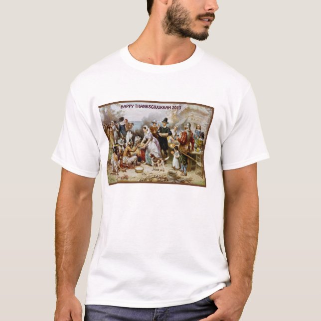 HAPPY THANKSGIVUKKAH JEWISH AMERICAN PRIDE PILGRIM T-Shirt (Front)