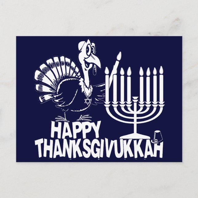 Happy Thanksgivukkah Monochrome Postcards (Front)