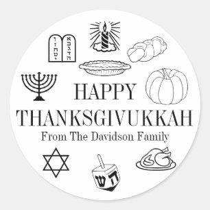 Happy Thanksgivukkah Thanksgiving Hanukkah Classic Round Sticker