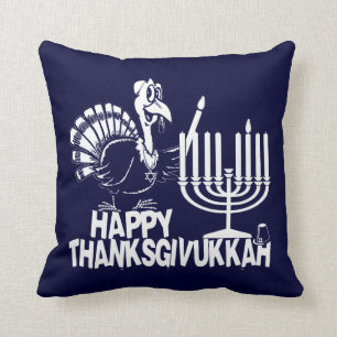 Happy Thanksgivukkah Turkey and Menorah Pillows