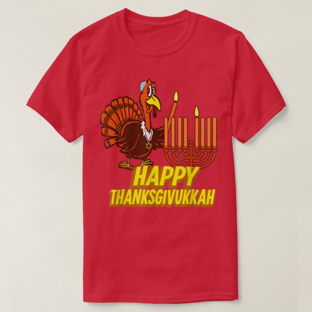 Happy Thanksgivukkah Turkey Hanukkah Festive Jewis T-Shirt (Design Front)