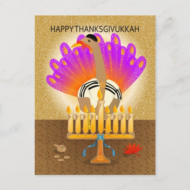 Happy Thanksgivukkah Turkey Postcard (Front)