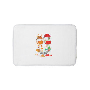 Happy Thanksmas Wine Thanksgiving Christmas Long S Bath Mat