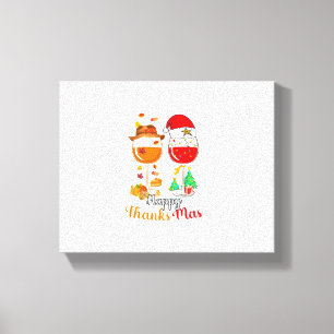 Happy Thanksmas Wine Thanksgiving Christmas Long S Canvas Print