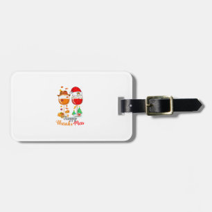 Happy Thanksmas Wine Thanksgiving Christmas Long S Luggage Tag