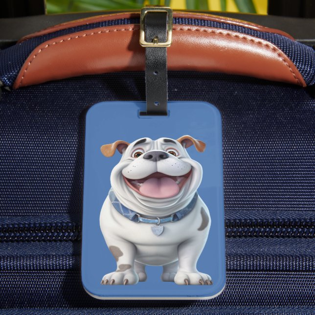 Happy The Bulldog Luggage Tag (Front Insitu 2)