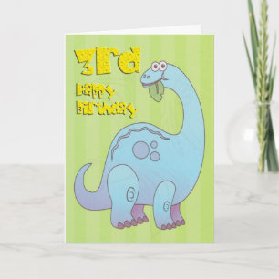 Happy Third Birthday Blue Dinosaur Card