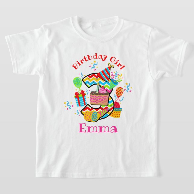 Happy Third birthday toddler tshirts (Laydown)