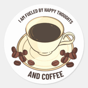 Happy Thoughts and Coffee Inspirational Sticker