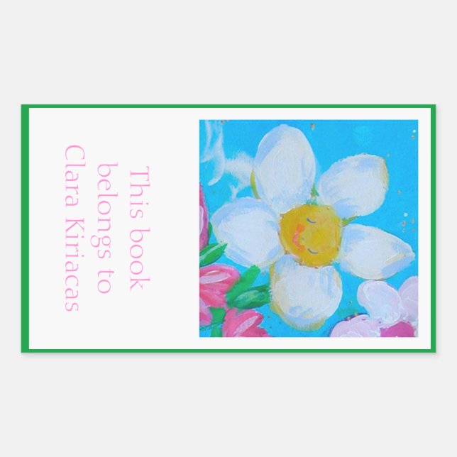 Happy Thoughts bookplate Rectangular Sticker (Front)