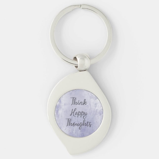 Happy Thoughts Dusty Lavender Purple Key Ring (Front)