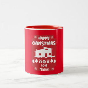 Happy Tiny House Christmas Two-Tone Coffee Mug