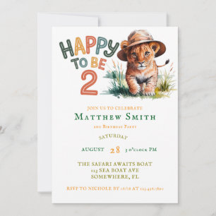 HAPPY TO BE 2 SAFARI JUNGLE BIRTHDAY PARTY INVITATION