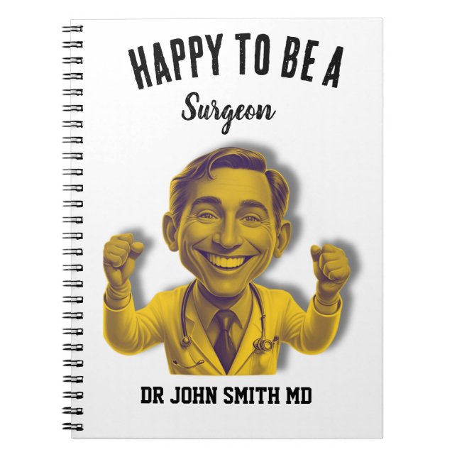 happy to be a surgeon doctor MD yellow Notebook (Front)