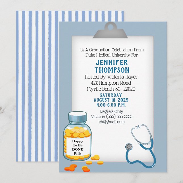 Happy to Be Done Nurse Graduation Party Invitation (Front/Back)