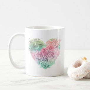Happy To Be Me Floral Heart Coffee Mug