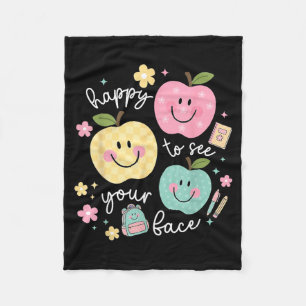 Happy to See Face Hipe Smile Back to School Fleece Blanket