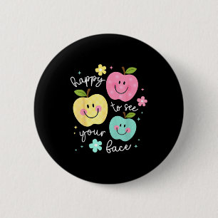 Happy To See Your Face Groovy Apple Smile Face Tea 6 Cm Round Badge