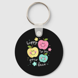 Happy To See Your Face Groovy Apple Smile Face Tea Key Ring