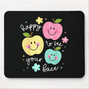 Happy To See Your Face Groovy Apple Smile Face Tea Mouse Mat