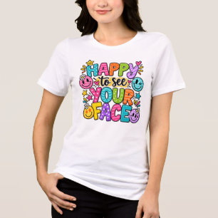 Happy To See Your Face Patchwork Smiley Art Tri-Blend Shirt