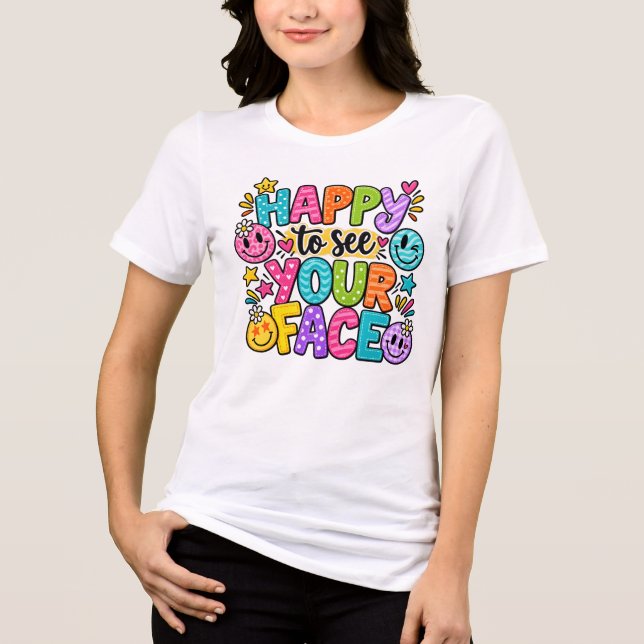 Happy To See Your Face Patchwork Smiley Art Tri-Blend Shirt (Front)