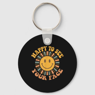 Happy To See Your Face Retro Happy Teacher Back To Key Ring