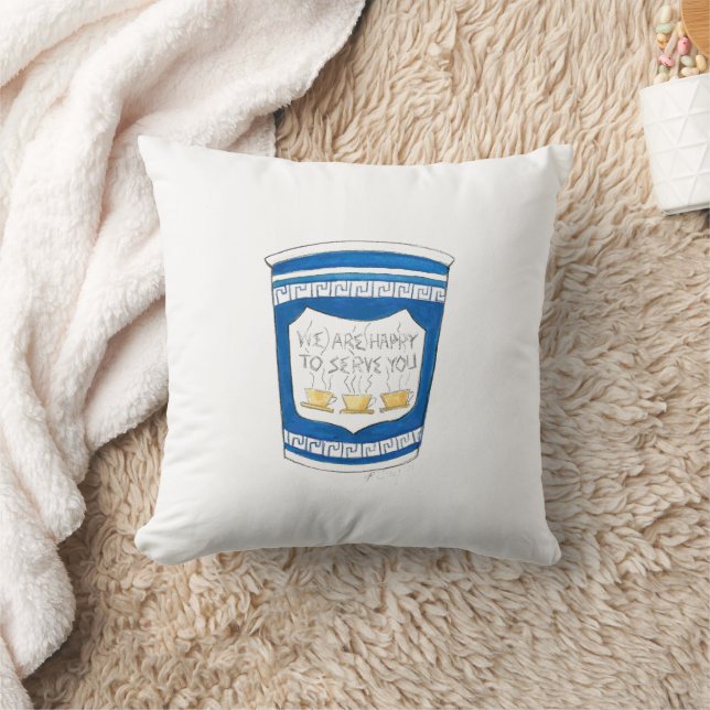 Happy To Serve You NYC Blue Greek Deli Coffee Cup Cushion (Blanket)