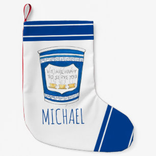 Happy to Serve You NYC Blue Greek Deli Coffee Cup Small Christmas Stocking