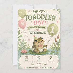 Happy Toaddler Day 1st Birthday Invitation