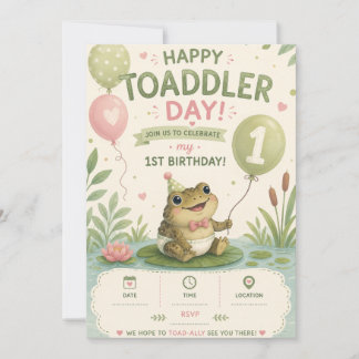 Happy Toaddler Day 1st Birthday Invitation