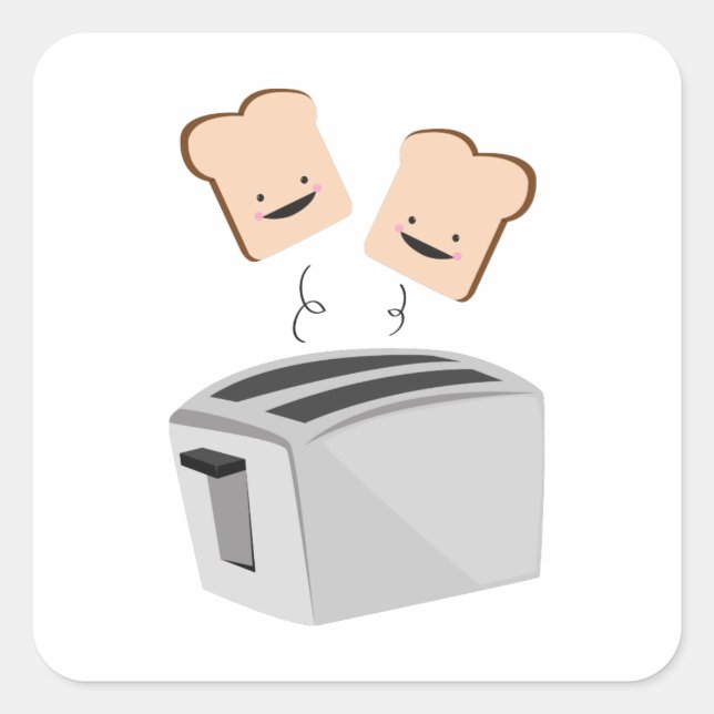 Happy Toaster Square Sticker (Front)