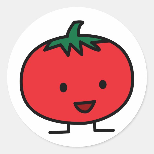 Happy Tomato Red Vegetable Fruit Classic Round Sticker (Front)