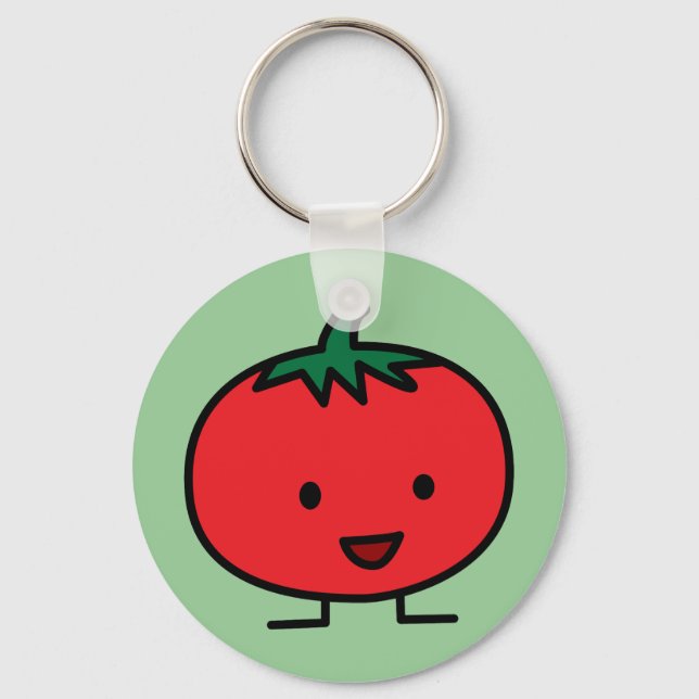 Happy Tomato Red Vegetable Fruit Key Ring (Front)