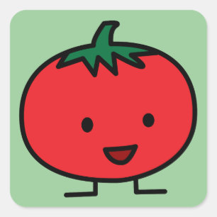 Happy Tomato Red Vegetable Fruit Square Sticker