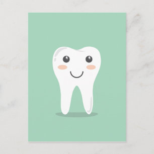 Happy Tooth cartoon dentist brushing toothbrush Postcard